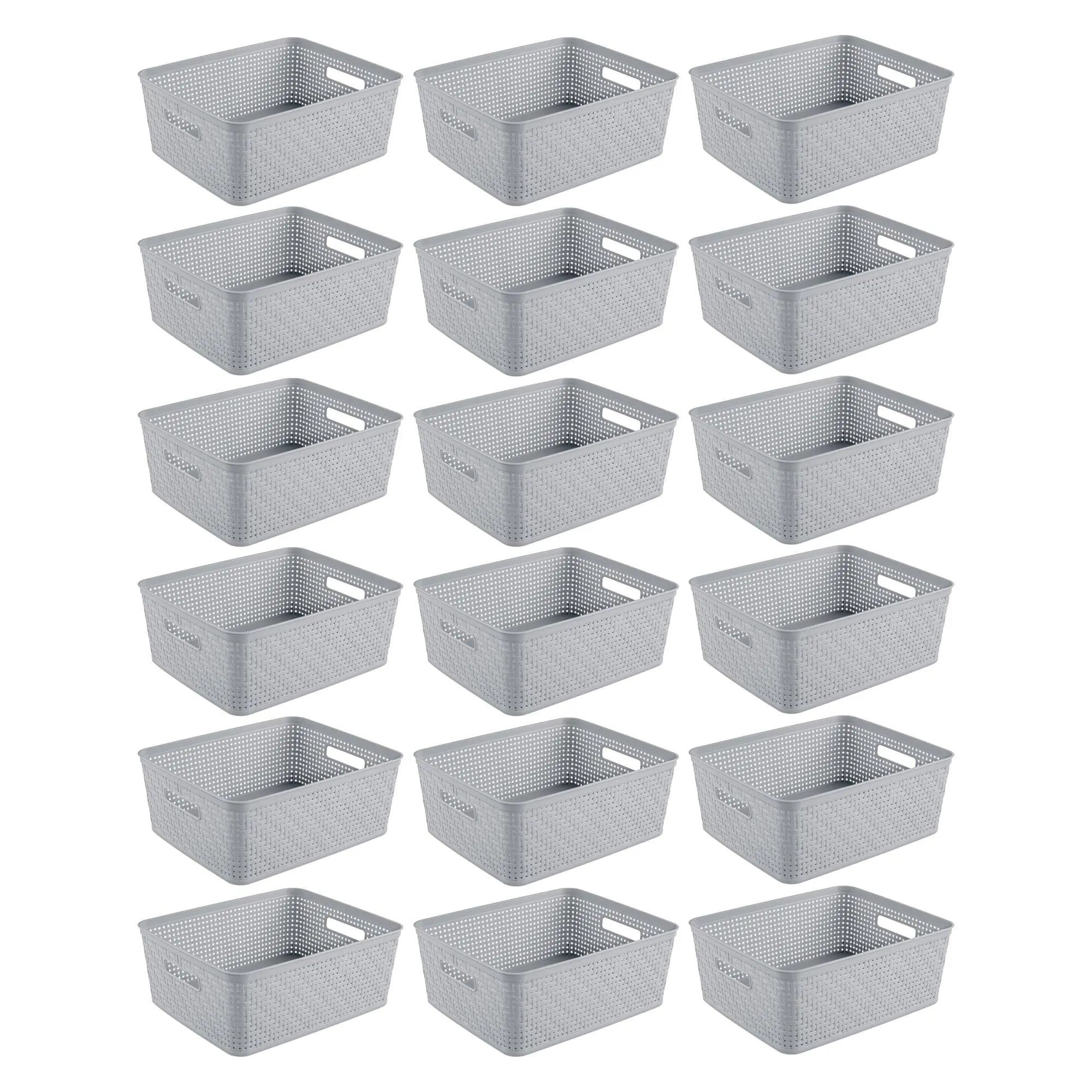 Sterilite 14'' x 11.5'' x 5'' Woven Rectangular Short Basket Organizer (18 Pack)