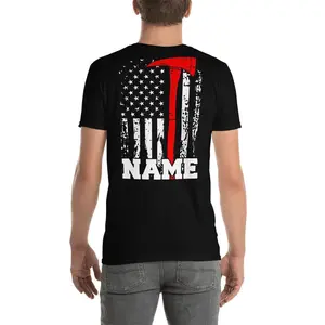 Personalized Firefighter Shirt Customized Firefighter Gift Thin Red Line Fire Axe Firefighter Name T-Shirt Firefighting Shirt