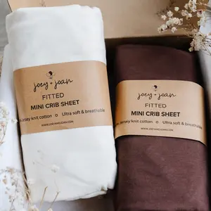 Mini Portable 24x38 Fitted Crib Sheets for Dream on Me, Delta Porta Crib and Arms Reach Ideal Cosleeper – Cream + Brown (2 Pack)