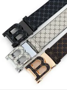 Men's Business Fashion Letter Design Belt, Casual Waistband for Jeans Trousers, Trendy All-match & Exquisite Belt for Birthday Gift, Street Style Belt