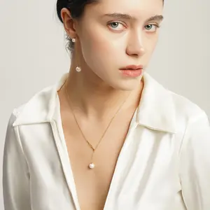 Elegant Hight Quality N Shape Fresh P Chain Necklance/Earrings daily fashion jewelry for woman