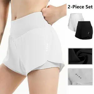 Women's 2-Pack  Yoga Shorts with Waistband and Pockets, for Summer Running & Gym Sports