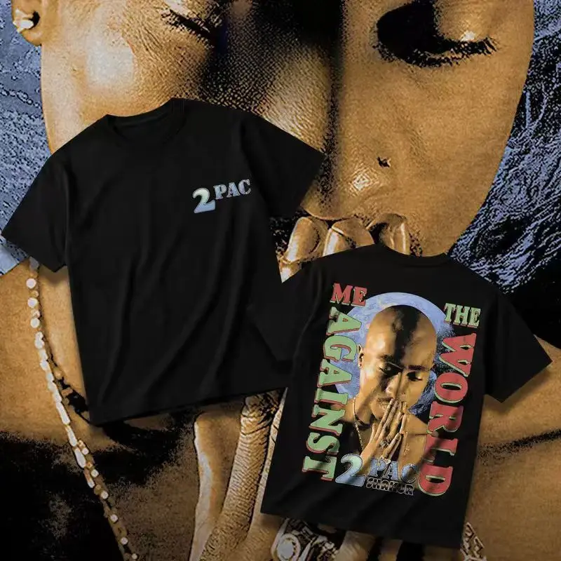 Me Against The World Heavy Cotton Unisex Graphic T-Shirt Hoodie Westside Rap Death Row Tupac Shakur Crewneck Tee, Vintage Streetwear Graphic T-Shirt Direct To Garment Breathable Print