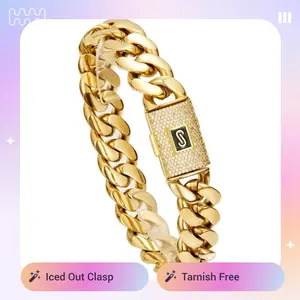 14mm Heavy Cuban Link Chain with Iced Out Initial Clasp - Trending 14K Gold Plated Chunky Necklace Tarnish Free Jewelry Sweat Proof for Men purple custom designer pure copper ring girl a pearl earring rainbow adjustable gania an klet pocket gifts wire 14