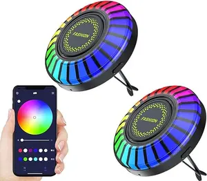 2 pcs Car LED Sound Control Pickup Rhythm Lights, Car Air Freshener, RGB Voice Activated Atmosphere Rhythm Light, APP Control Multi-Color Music Rhythm Light