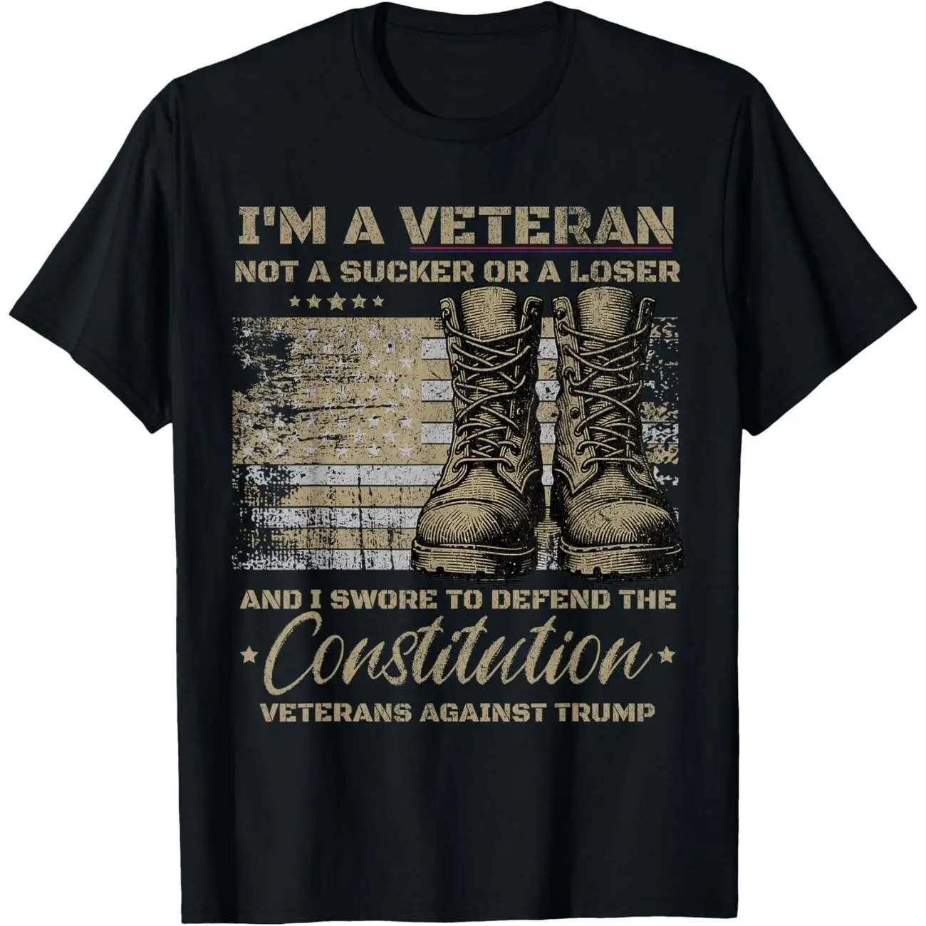 Retro Military Veterans Against Trump Protest Boycott 50501 T-Shirt DC8