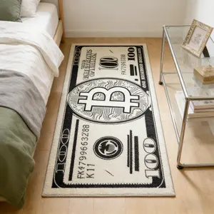 Creative Design Paper Money Pattern Carpet, Non-Slip Durable Easy To Clean, Ideal for Bedroom Living Room Space, Fashionable Practical Rug, Unique Pattern