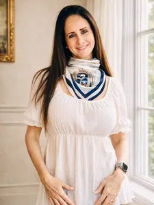 Blue & White Silk Scarf | 3 Ways to Style | Elegant Nautical Square Scarf | Boston Inspired