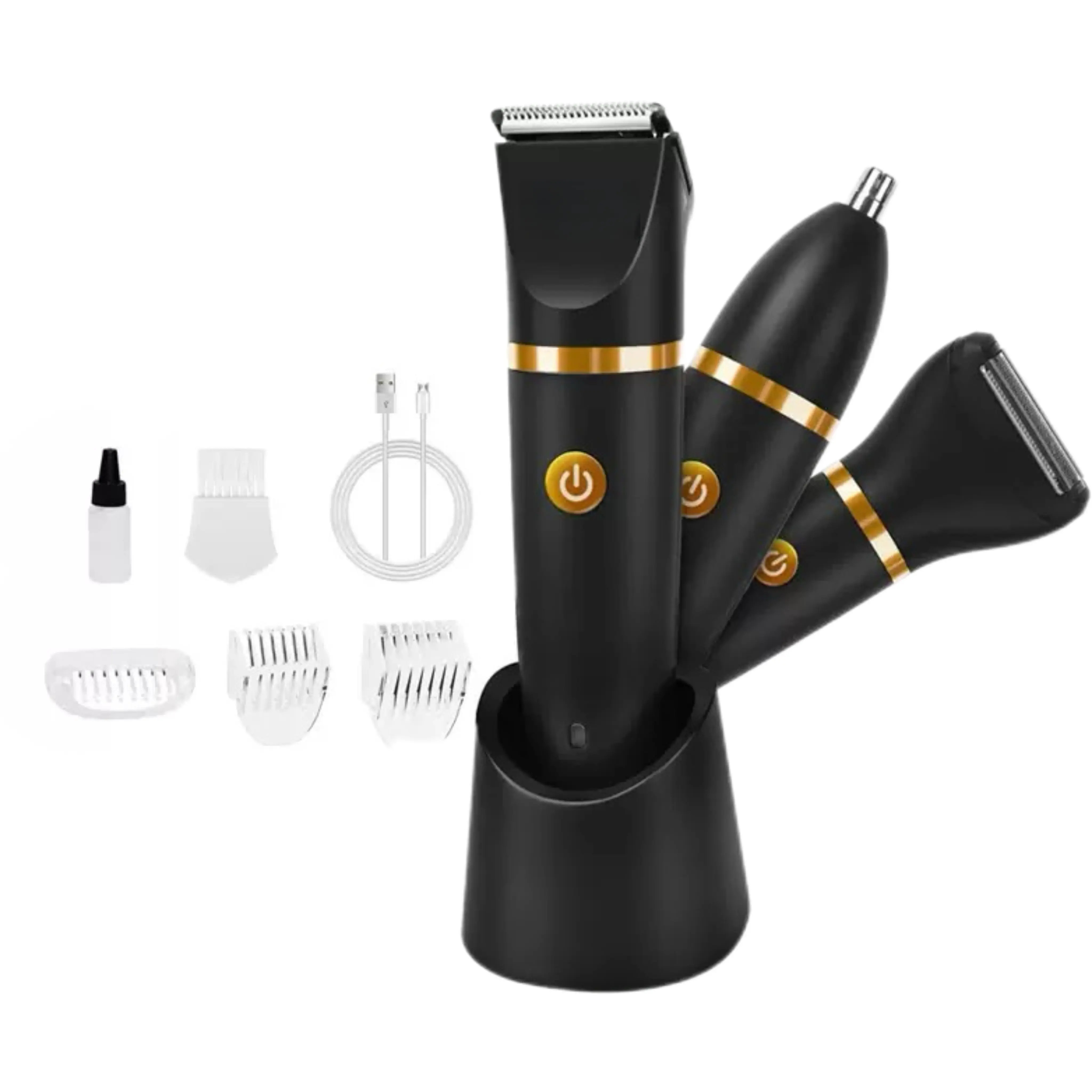 3 in 1 Electric Body Hair Trimmer,Groin Hair Trimmer for Men,Waterproof Electric Shaver Nose Hair Trimmer,Men's Hair Removal Device Cordless,Manscape Trimmer with Standing Recharge Dock