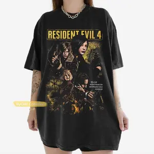 Vintage Resident Evil 4, Leon Kennedy, Survival Horror Gaming Graphic, Streetwear T-Shirt