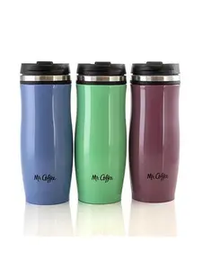Mr. Coffee 12.5 Ounce Stainless Steel Insulated Thermal Travel Mug in Blue