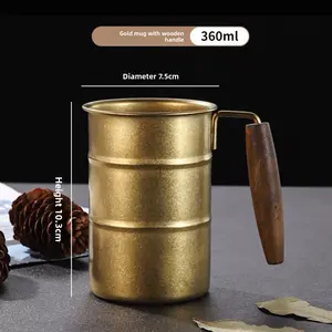 Snowflake retro industrial style beer mug with handle, 304 stainless steel water cup, outdoor camping cup, travel cup