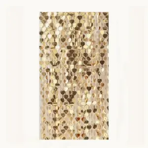 Gold Tinsel Backdrop, Metallic Fringe Curtain, Gold Color Graduation Backdrop Party Streamers, Party Supplies Door Decorations for Birthday Anniversaries,101.6*203.2 cm