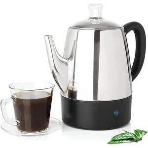 Small Percolator Coffee Pot Electric 4 Cup, Stainless Steel Coffee Maker, Coffee Percolator Electric With Keep Warm Function, 4 Cups Stainless Steel Perculator With Basket