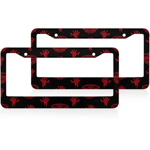 Mexican Boho Skulls License Plate Frame - 2 Pcs Universal Accessories Cars Decor with 2 Holes and Screws Fits Us Standard License Plates 12.2x6.3 Inch ﻿