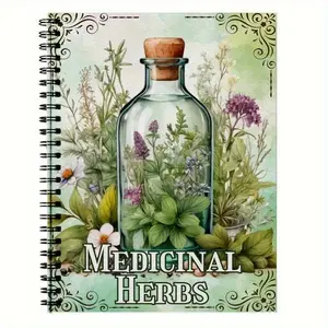Magic Herbal Notebook, Colorful Herbal Introduction, English Language, Matte Finish, Elegant Cursive Font, Ideal for Home & Office Use
