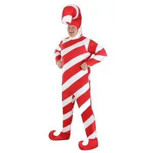 Plus Size Red Candy Cane Bodysuit Costume for Adults