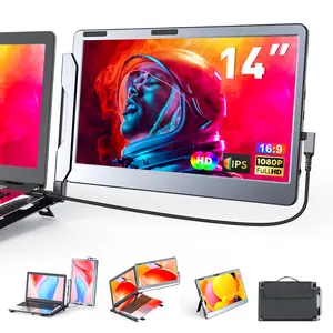 F1 Portable Monitor for Laptop 14'' Multi-angle FHD 1080P IPS Type-C/Mini HDMI All Aluminum Alloy Frame Laptop Monitor Extender for PS5 Compatible with Surface/MacBook Windows/Linux Laptop/Notebook,F1