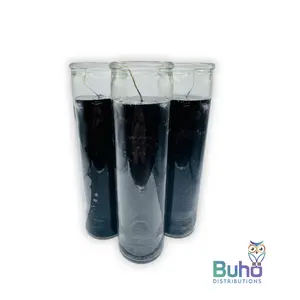 Candle Plain 8" Black| Negro Plain| Set of 3 Religious 8” Candles | Búho Distribution
