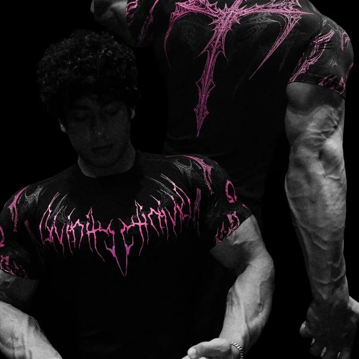 Men's Unique Pattern Quick-Dry Fitness Shirt Short Sleeve Breathable Tight-Fitting Training Sports Top gymwear activewear for Workout