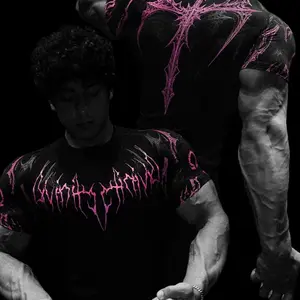 Men's Unique Pattern Quick-Dry Fitness Shirt Short Sleeve Breathable Tight-Fitting Training Sports Top gymwear activewear for Workout