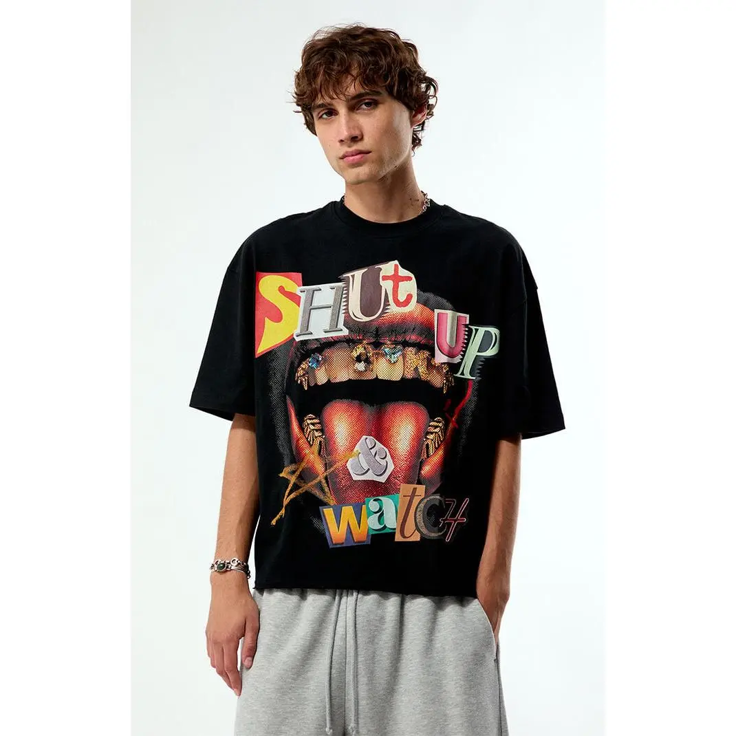 Pacsun Men's Shut Up & Watch Cropped Boxy T-Shirt