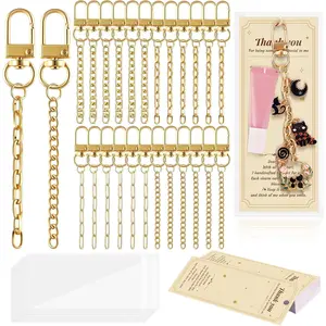 24 Set Lip Gloss  Making Kit,   Clips Hooks with Extender Chain, Cellophane Bags, Thank You Cards, 5M  Rope, for DIY Key Chain Making Crafts, Christmas Gifts