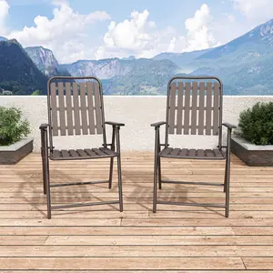 2-Piece Folding Chair, No Assembly Required, 350lb Capacity, Rust-Resistant & Stain-Proof for Balcony/Garden