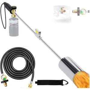 Weed Propane Burner with High Output, Propane Weed Burner with Igniter,Weed for (Black With 10FT Hose)