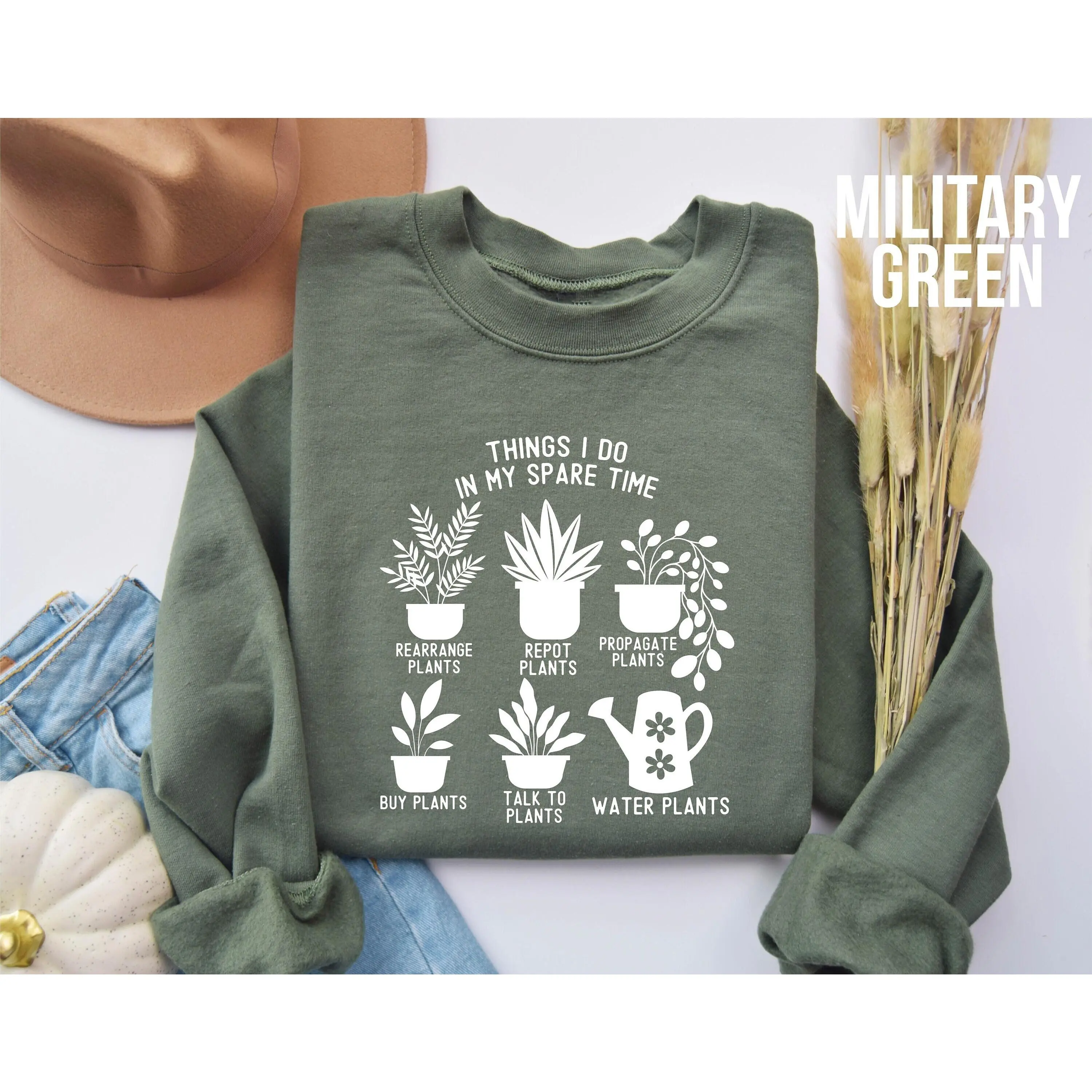 Things I Do in My Spare Time Plants Short Sleeve T-SHIRT / Sweatshirt , Plant Lover Gifts,  Gardening tee, Funny Garden Sweatshirt, Houseplant Shirt Crewneck Unisex