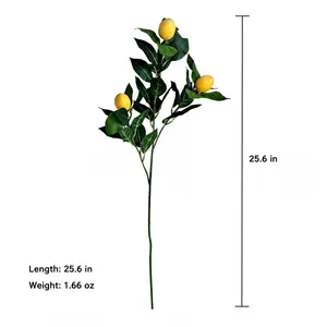 Aesthetic Artificial Lemon Branches, 6 Pcs Mix & Match Faux Foam Fruit Stems (3 Lemons per Stem, 25.6in)  for Kitchen Decor, Wedding DIY Bride, Cozy Room Makeover (Yellow/Green)