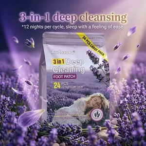 Audozava Lavender Detox Foot Pads for Sleep & Stress Relief 24 Patches Magnesium Glycinate Foot Care Therapy Deep Cleaning Wellness Solution, Treatment, Therapeutic