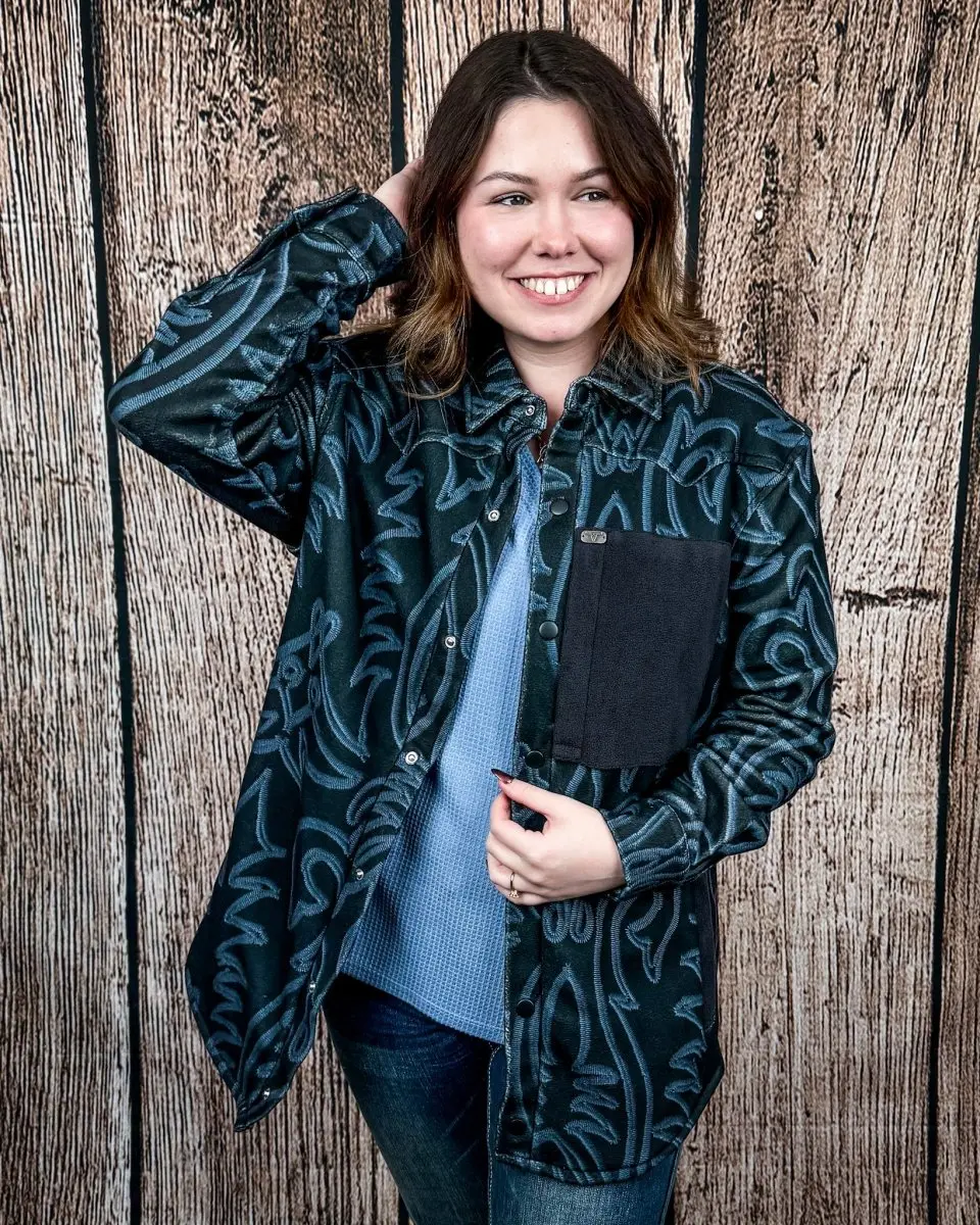 Hollis Boot Stitch Fleece Shacket by Lucky & Blessed