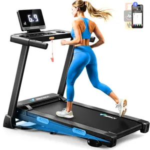 WillowStride Merach T12 Foldable Treadmill with Auto Incline, Heart Rate Monitor, Shock Absorption, Quiet Operation, App Compatible, 1-6 Months Warranty