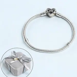 925 Sterling Silver Heart Snake Chain Bracelet (Gift Box) | Timeless Elegance | All-Occasion Gift for Her