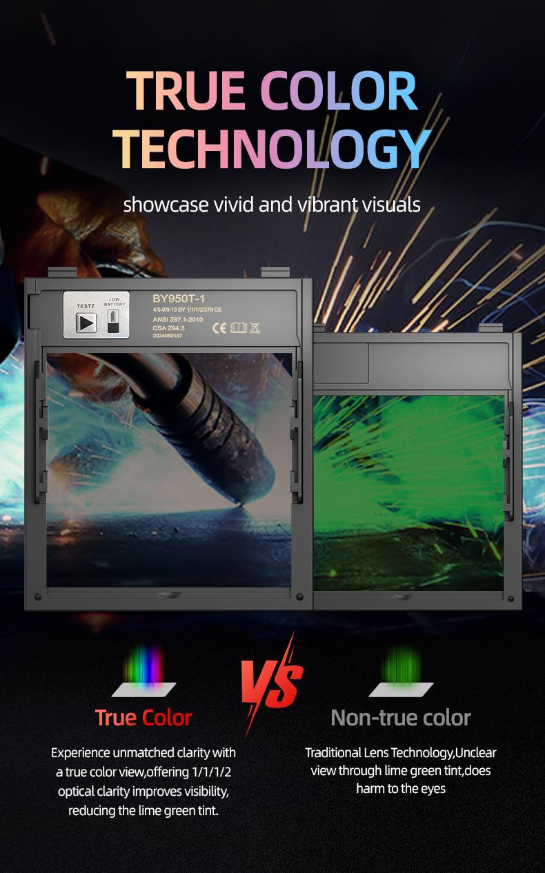 ANDELI MONERDB 4LED 3.94x3.74 Auto Darkening Welding Helmet with True Color Large Viewing Screen 6 Arc Sensors for MIG TIG ARC CUT Welding Heavy Duty Weldingmask Weldingcap