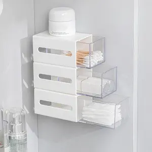 Wall Mounted Storage Box, 1/3pcs Clear Drawer Type Storage Box, Multifunctional Storage Organizer for Home Bathroom Kitchen