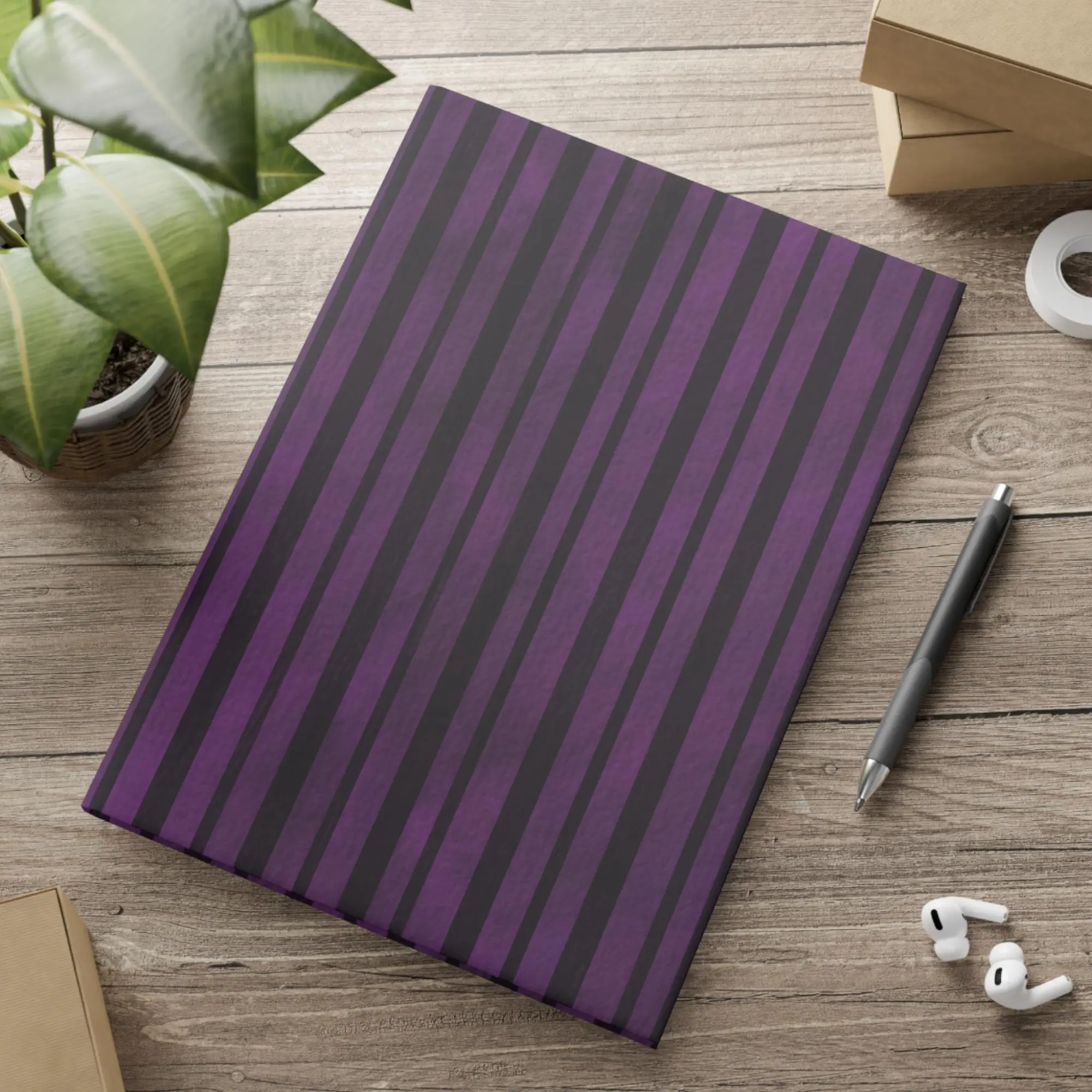 Moody Striped Hardcover Notebook | Puffy Cover