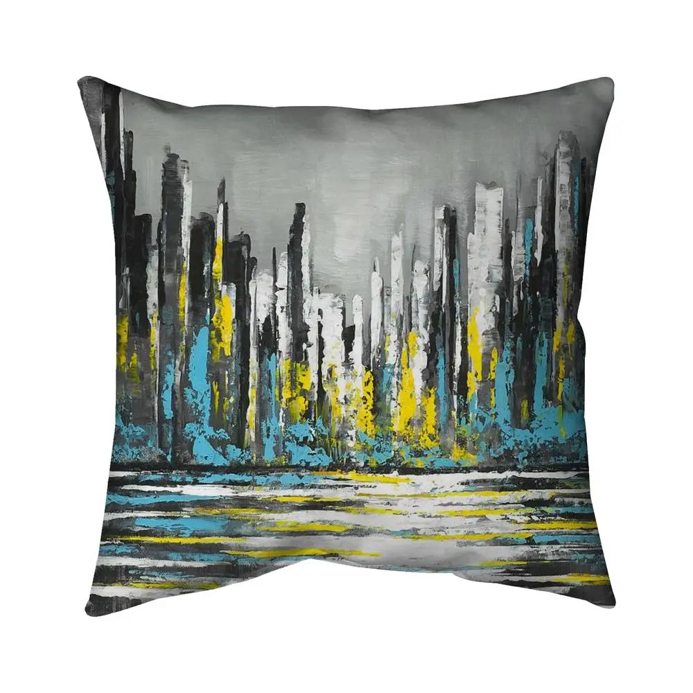 Begin Home Decor 5541-1616-CI335 16x16 in. Default Polyester Gray Abstract Pillow - Plush Fill, Modern Artistry, Blue Sky Colorway Standard Pillow for Home Textile Soft Furnishings