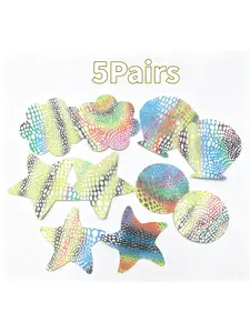 5 pairs of adhesive disposable iridescent fish scale stickers, neon shiny covering stickers, suitable for parties, festivals, and carnival events