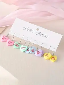 10pcs Heart Earrings Set, Festival Gift, Date Wear, Cute Jewelry for Women, Perfect Valentine's Day Present, Fashion Accessories