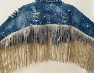 Cropped Denim custom Gold Fringe Jacket!