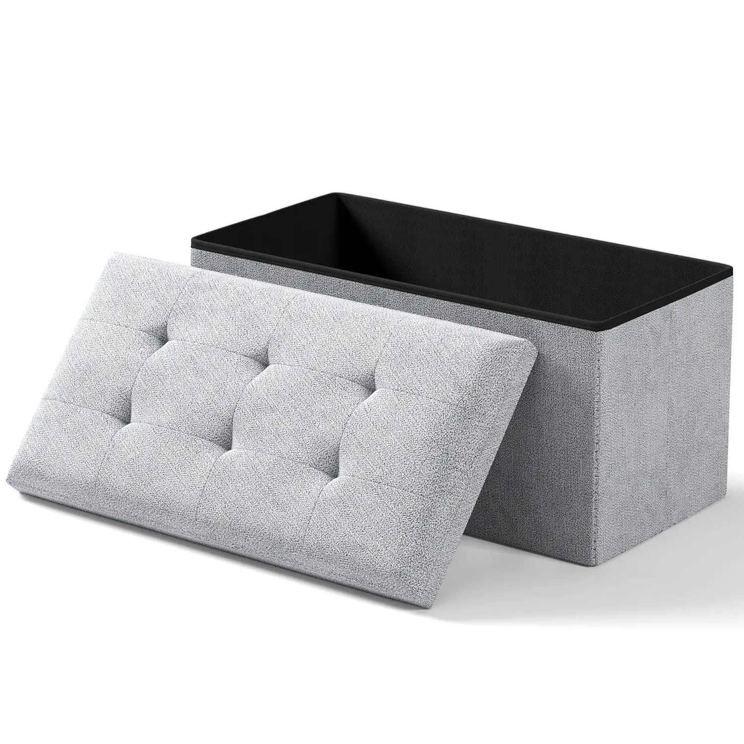 Storage Ottoman Bench, Folding Ottoman Foot Rest, 15 x 30 x 15 Inches, End of Bed Bench, Toy Box,Storage Chest, for Living Room, Bedroom, Hallway, Entryway
