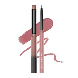 QiBest Nude Rose Pink Cream Lipstick With Lip Liner Makeup Set For Women, Soft Matte Lip Stick Silk Finish With LipLiner Pencil 24 Hours Original Waterproof Labials, Velvety & Non-Drying Formula Cosmetic
