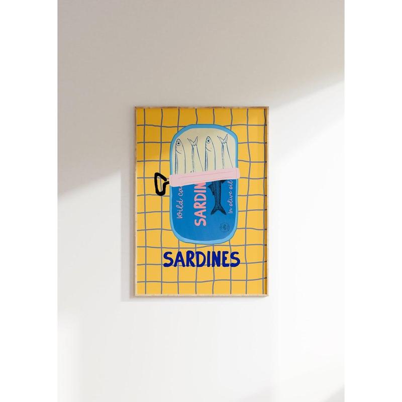 Sardines Art Print, Tin Fish Art Print, Sardines Tin Print, Colorful Fish Print, Kitchen Wall Art, Trendy Wall Art, Seafood Wall Art