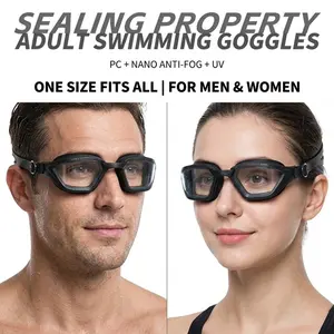 Nano Anti-Fog Swimming Goggles for Adults, UV Protection Waterproof Swim Goggles with Adjustable Strap, Anti-Leak Silicone Seal for Men & Women
