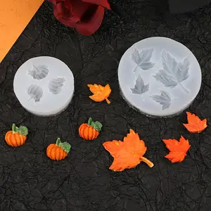 3D Fall Leaves Chocolate Molds 2Pcs Autumn Mini Fondant Mold Reusable Baking Moulds Maple Leaf Pumpkin Shape Silicone Mould for Thanksgiving Halloween Cookie Candy Cake Decorating Supplies