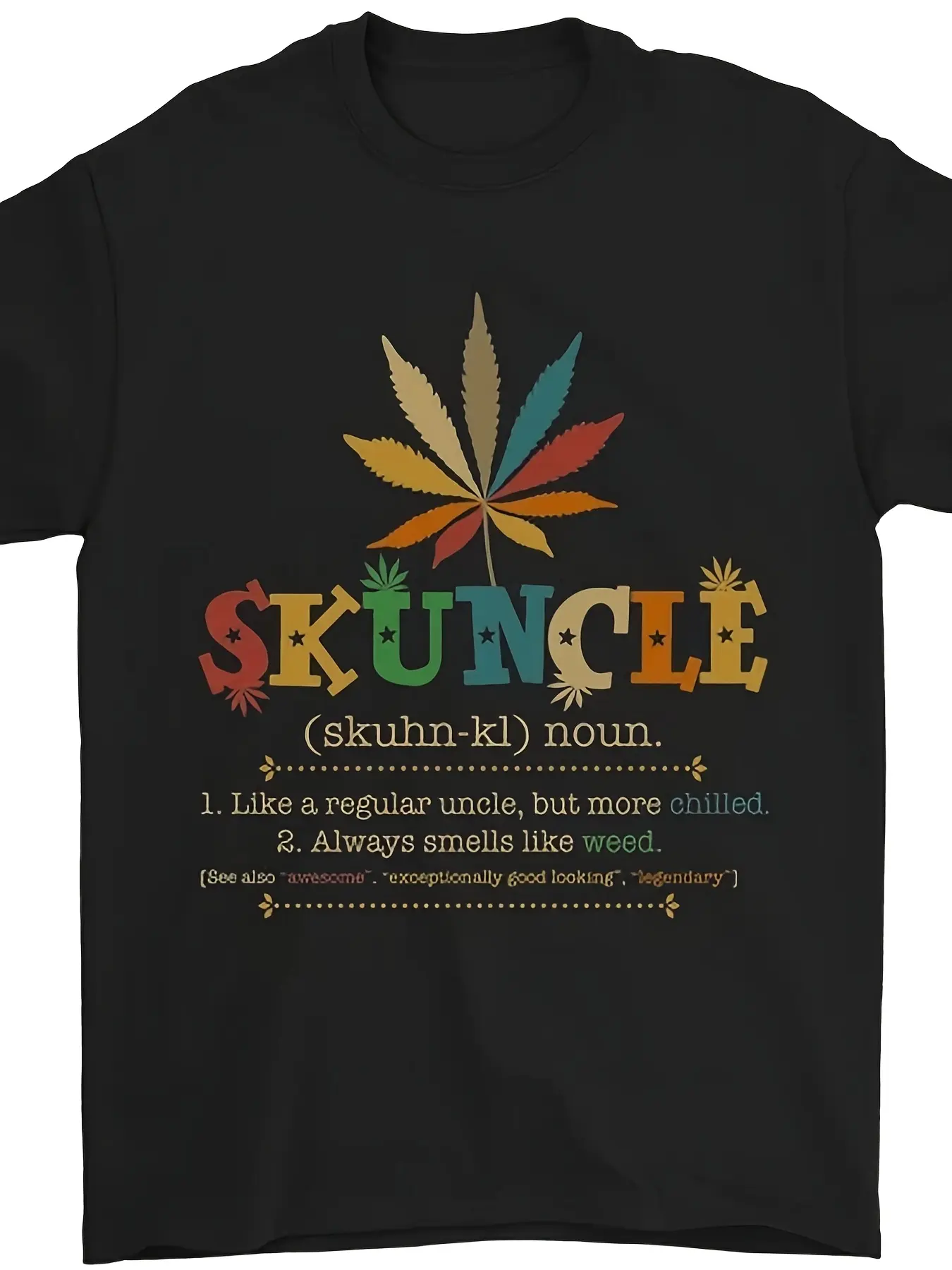 Men's Skuncle Uncle Humor T-Shirt - Retro Funny Skuncle Design Tee Suitable for Parties & Casual Wear, Short Sleeve Round Neck Shirt with Iconic Skuncle Graphic, Machine Washable Apparel for Year-Round