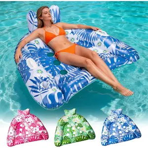 XL/L Pool Floats, 3Pack/4Pack Inflatable Pool Floats for Adult & Kids, Heavy Duty Pool Float Chair with Cupholders & 2 Handles, Summer Pool Lounger Floaties for Lakes Beach Water Party