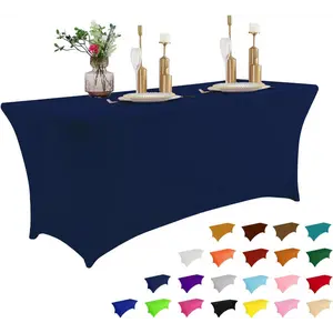 IVAPUPU 2 Pack 6FT Table Cloth for Rectangular Fitted Events Stretch Black Table Covers Washable Spandex Tablecloth Protector for Party, Wedding, Cocktail, Banquet, Festival